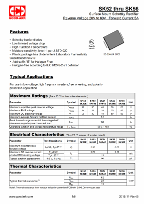 SK52 Datasheet PDF GOOD-ARK
