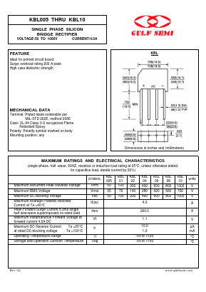 KBL005 Datasheet PDF Gulf Semiconductor