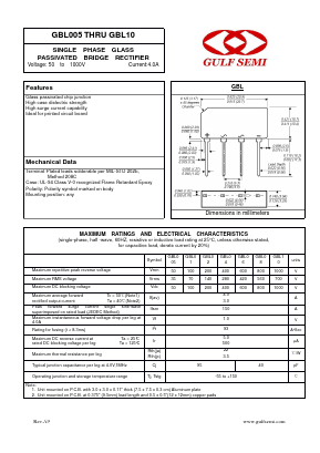 GBL005 Datasheet PDF Gulf Semiconductor