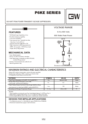 P6KE13 Datasheet PDF Goodwork Semiconductor Co., Ltd.