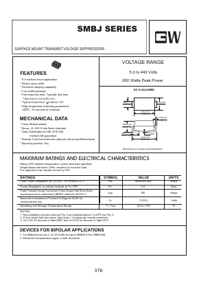 SMBJ180A Datasheet PDF Goodwork Semiconductor Co., Ltd.