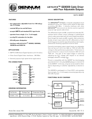 GS9009 Datasheet PDF Gennum -> Semtech