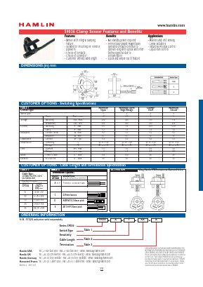 59036-X-T-04-D Datasheet PDF HAMLIN Position and Movement Sensor Solutions