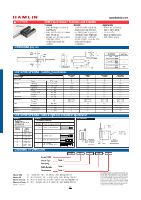 59085-1-T-T-D Datasheet PDF HAMLIN Position and Movement Sensor Solutions