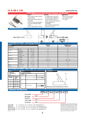 59230-4-T-01-A Datasheet PDF HAMLIN Position and Movement Sensor Solutions