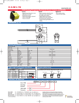 59250-1-S-01-A Datasheet PDF HAMLIN Position and Movement Sensor Solutions