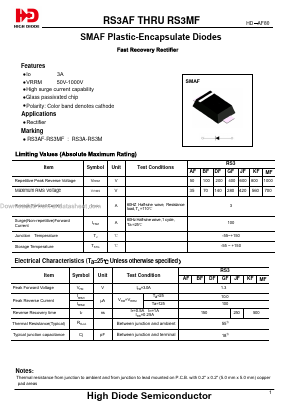 RS3KF Datasheet PDF Jiangsu High diode Semiconductor Co., Ltd