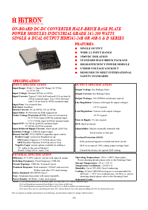 HDH165-48B-D033B Datasheet PDF HITRON ELECTRONICS CORPORTION