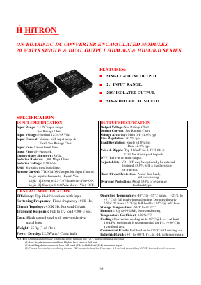HDM20-12B-S05 Datasheet PDF HITRON ELECTRONICS CORPORTION