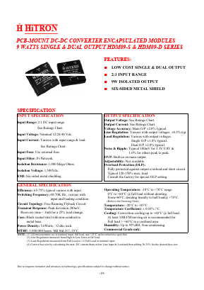 HDM09-S Datasheet PDF HITRON ELECTRONICS CORPORTION