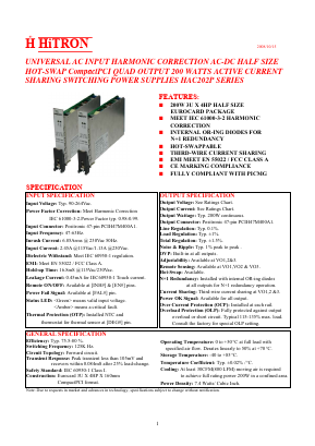 HAC202P-490 Datasheet PDF HITRON ELECTRONICS CORPORTION