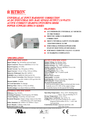 HPD150-S480034 Datasheet PDF HITRON ELECTRONICS CORPORTION