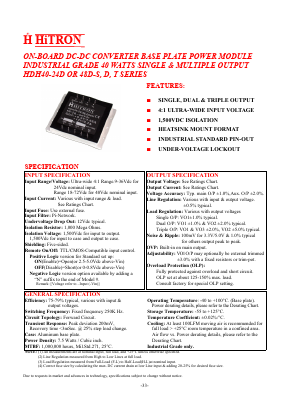 HDH40-48D-S180023 Datasheet PDF HITRON ELECTRONICS CORPORTION