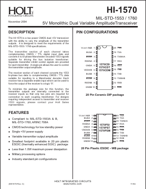 HI-1570 Datasheet PDF Holt Integrated Circuits