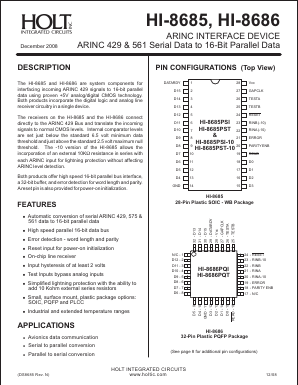 HI-8685PJI Datasheet PDF Holt Integrated Circuits