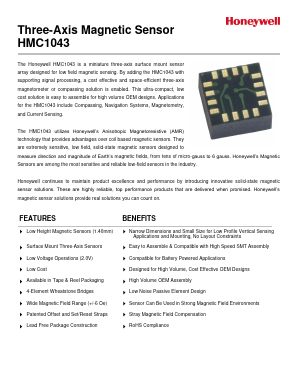 HMC1043-TR Datasheet PDF Honeywell Accelerometers