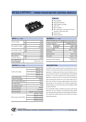HFS21 Datasheet PDF Hongfa Technology