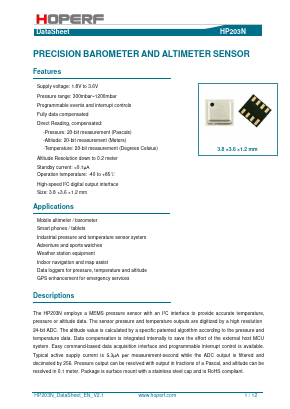HP203N Datasheet PDF HOPE Microelectronics CO., Ltd.