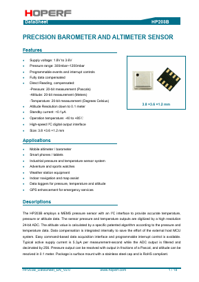 HP203B Datasheet PDF HOPE Microelectronics CO., Ltd.