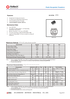 BC857BS Datasheet PDF GUANGDONG HOTTECH INDUSTRIAL CO.,LTD.