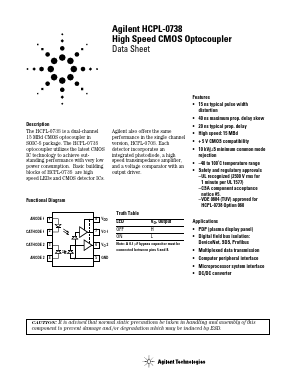 HCPL-0738 Datasheet PDF HP => Agilent Technologies