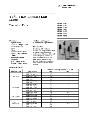 HLMP-3962-D00DD Datasheet PDF HP => Agilent Technologies