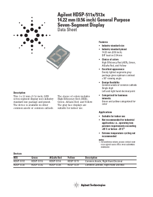 HDSP-511X Datasheet PDF HP => Agilent Technologies