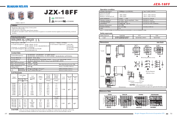 JZX-18FF3A Datasheet PDF HuaXinAn Electronics CO.,LTD