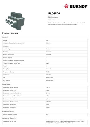 1PLD2506 Datasheet PDF Hubbell Incorporated.