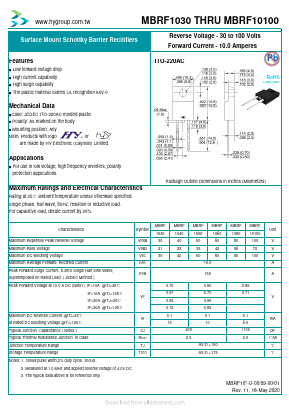 MBRF1060 Datasheet PDF HY ELECTRONIC CORP.