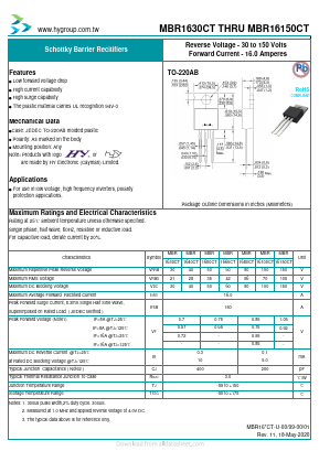 MBR1680CT Datasheet PDF HY ELECTRONIC CORP.