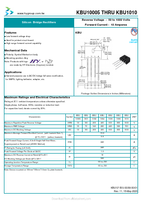 KBU1008 Datasheet PDF HY ELECTRONIC CORP.