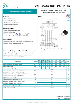KBU1004G Datasheet PDF HY ELECTRONIC CORP.