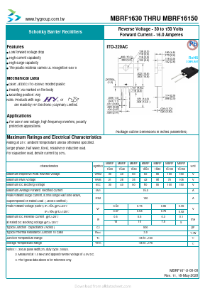 MBRF1650 Datasheet PDF HY ELECTRONIC CORP.