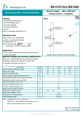 BA159G Datasheet PDF HY ELECTRONIC CORP.