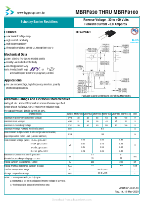 MBRF840 Datasheet PDF HY ELECTRONIC CORP.