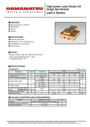 L8413 Datasheet PDF Hamamatsu Photonics