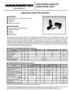 L8411 Datasheet PDF Hamamatsu Photonics
