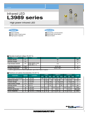 L3989-01 Datasheet PDF Hamamatsu Photonics