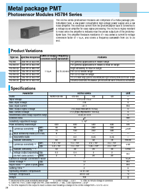 H6784-20 Datasheet PDF Hamamatsu Photonics