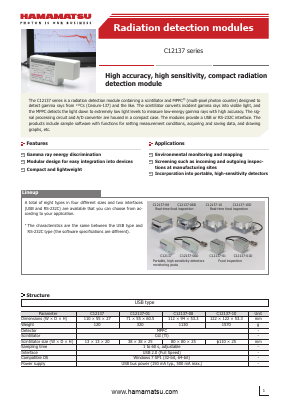 C12137 Datasheet PDF Hamamatsu Photonics