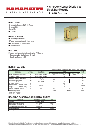 L11408-15-940 Datasheet PDF Hamamatsu Photonics