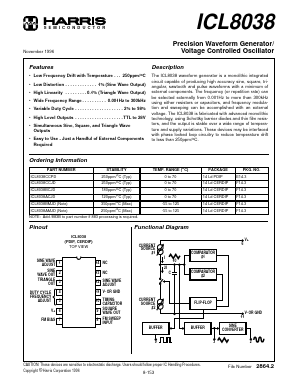 ICL8038ACJD/883B Datasheet PDF Harris Semiconductor