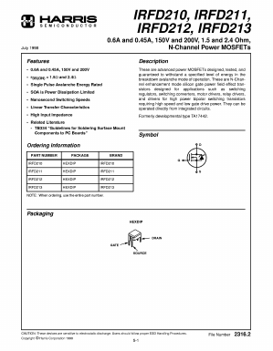 IRFD210 Datasheet PDF Harris Semiconductor