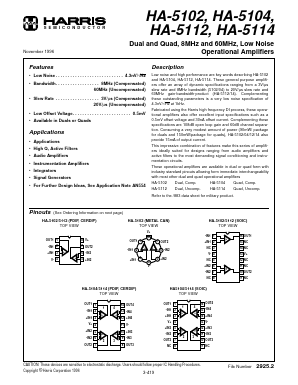 HA2-5102-5 Datasheet PDF Harris Semiconductor
