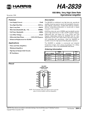 HA3-2839-9 Datasheet PDF Harris Semiconductor