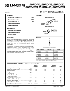 RUR410 Datasheet PDF Harris Semiconductor