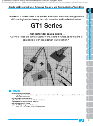 GT1-1 Datasheet PDF HIROSE ELECTRIC