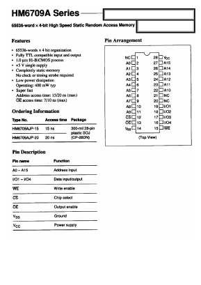 HM6709AJP-20 Datasheet PDF Hitachi -> Renesas Electronics