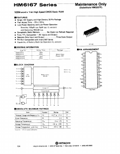 HM6167P-8 Datasheet PDF Hitachi -> Renesas Electronics